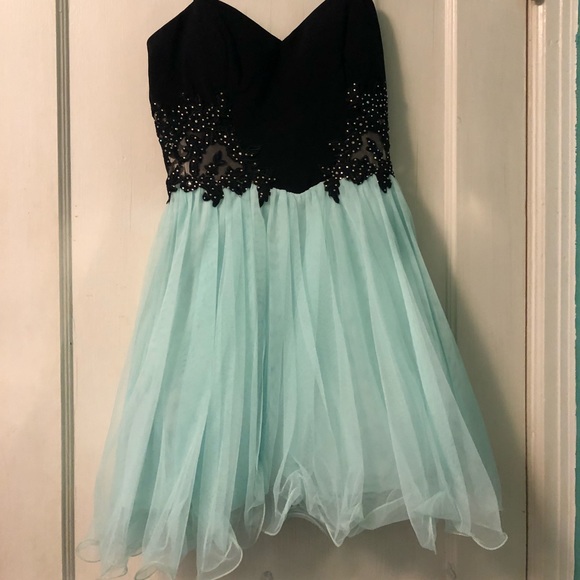 mint and black dress